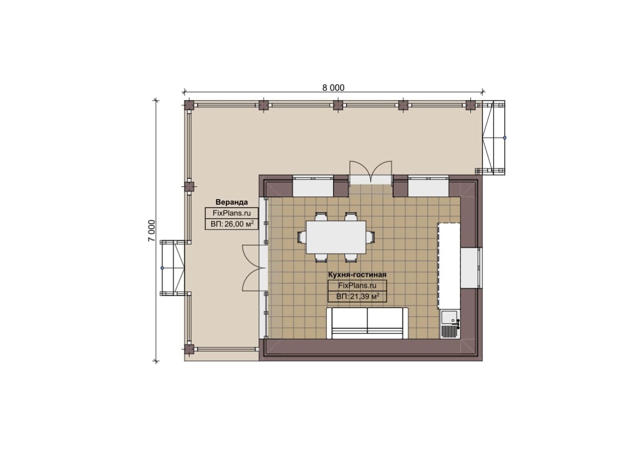 Планировка Одноэтажный дом F-7550