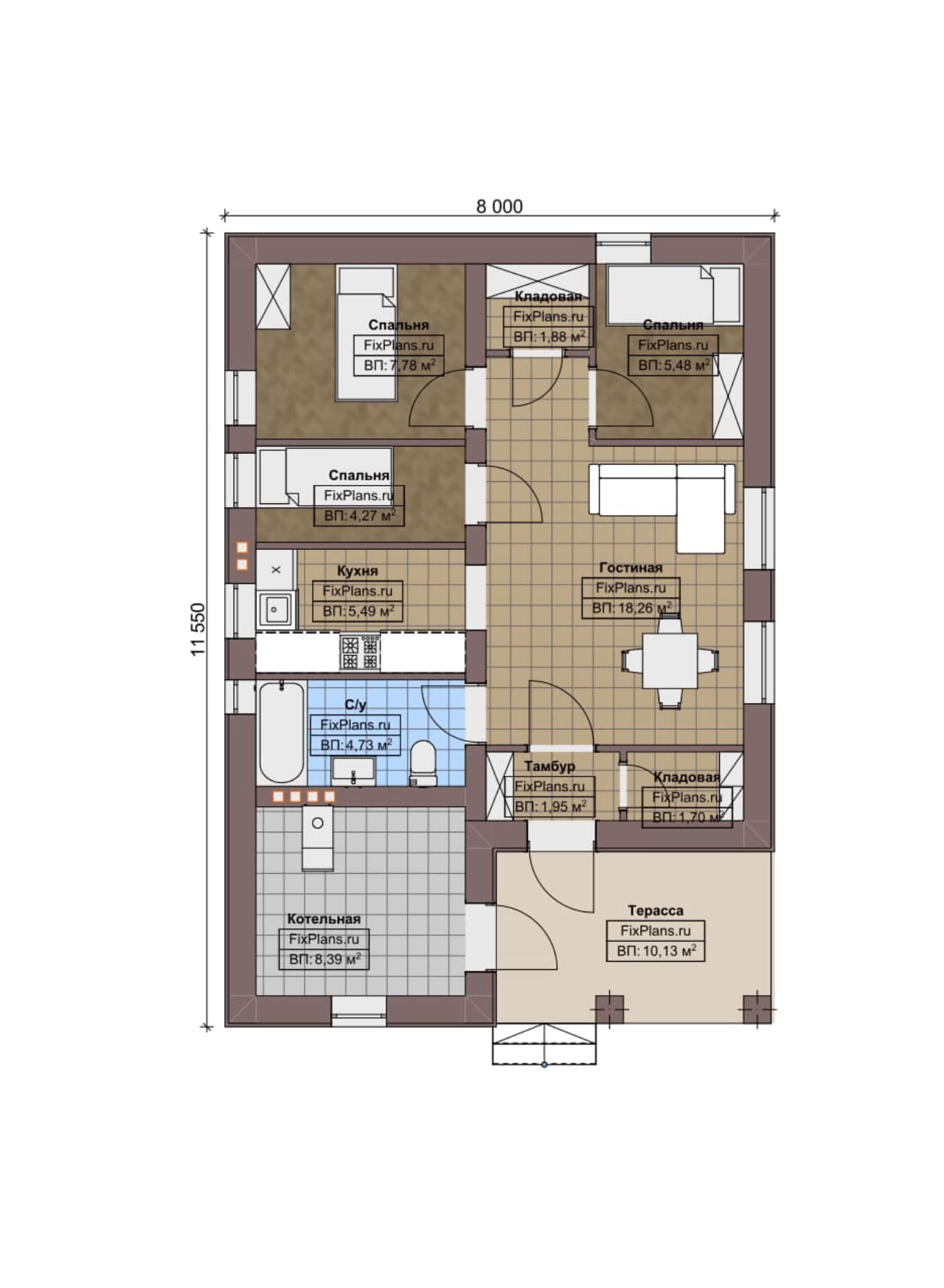Планировка Одноэтажный дом F-5570