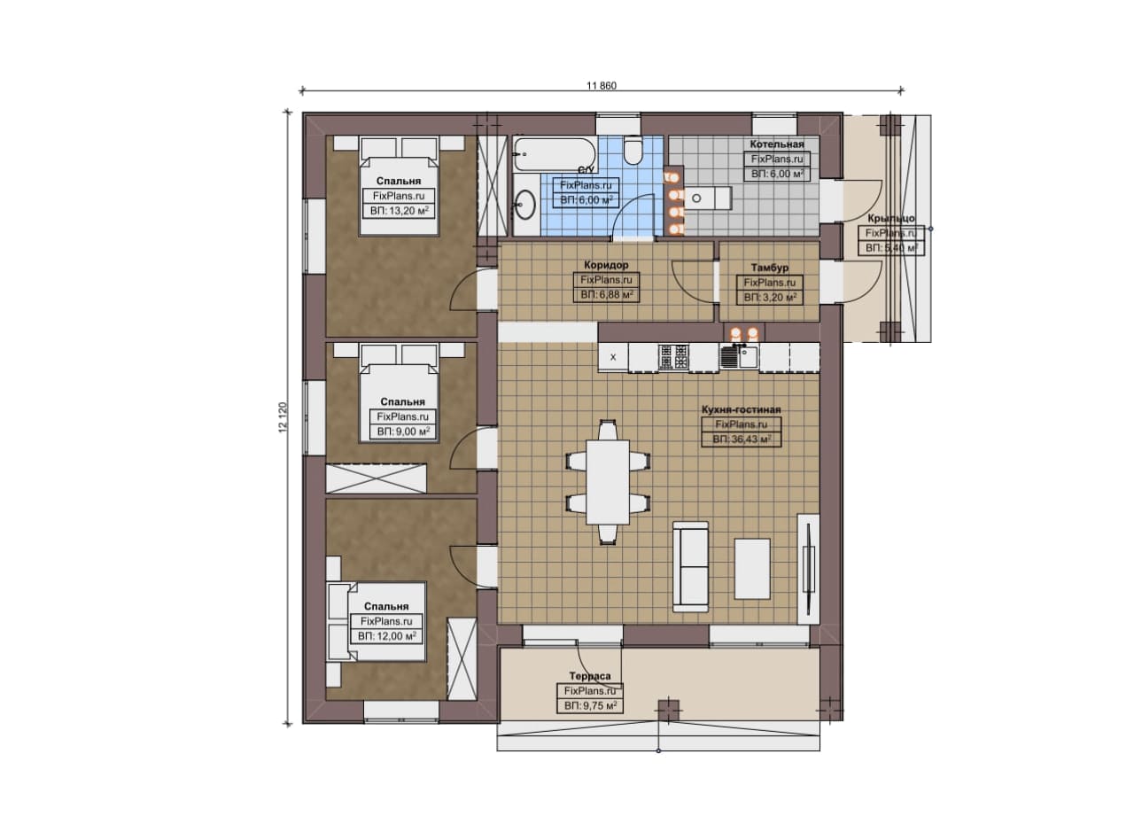 План 1 этажа — проект F-18548